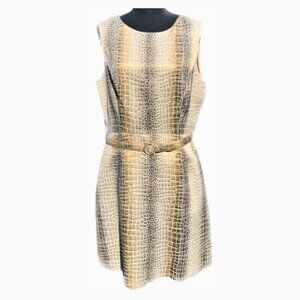 Chic Elegance: Jones New York Petite Snakesk-Inspired Dress – Size 14P